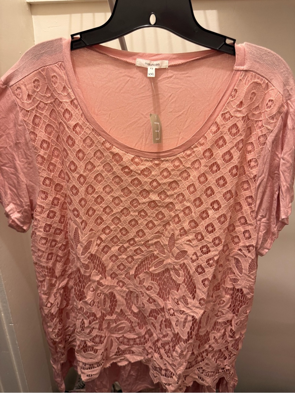 Maurices Dusty Pink Lace Front Short Sleeve Tunic - Picture 3 of 4